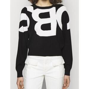 See by Chloé Black White Initial Logo Pullover Sweater Women's Medium